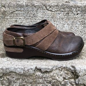 BORN Darly Castagno Leather Harness Clogs